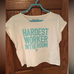 Project Rock "Hardest Worker In The Room" Crop T-Shirt